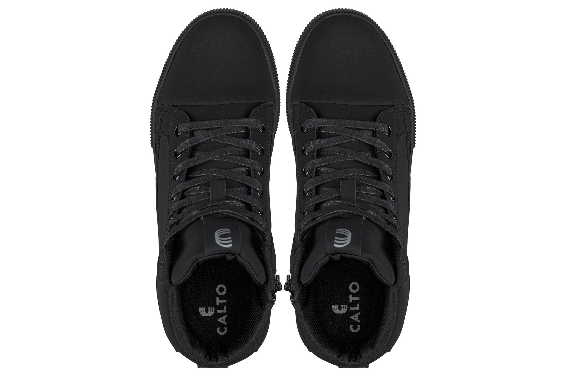 S3421 - 2.4 Inches Taller (Black) - Cap Toe High Top Zip-Up Sneaker Men's Boots