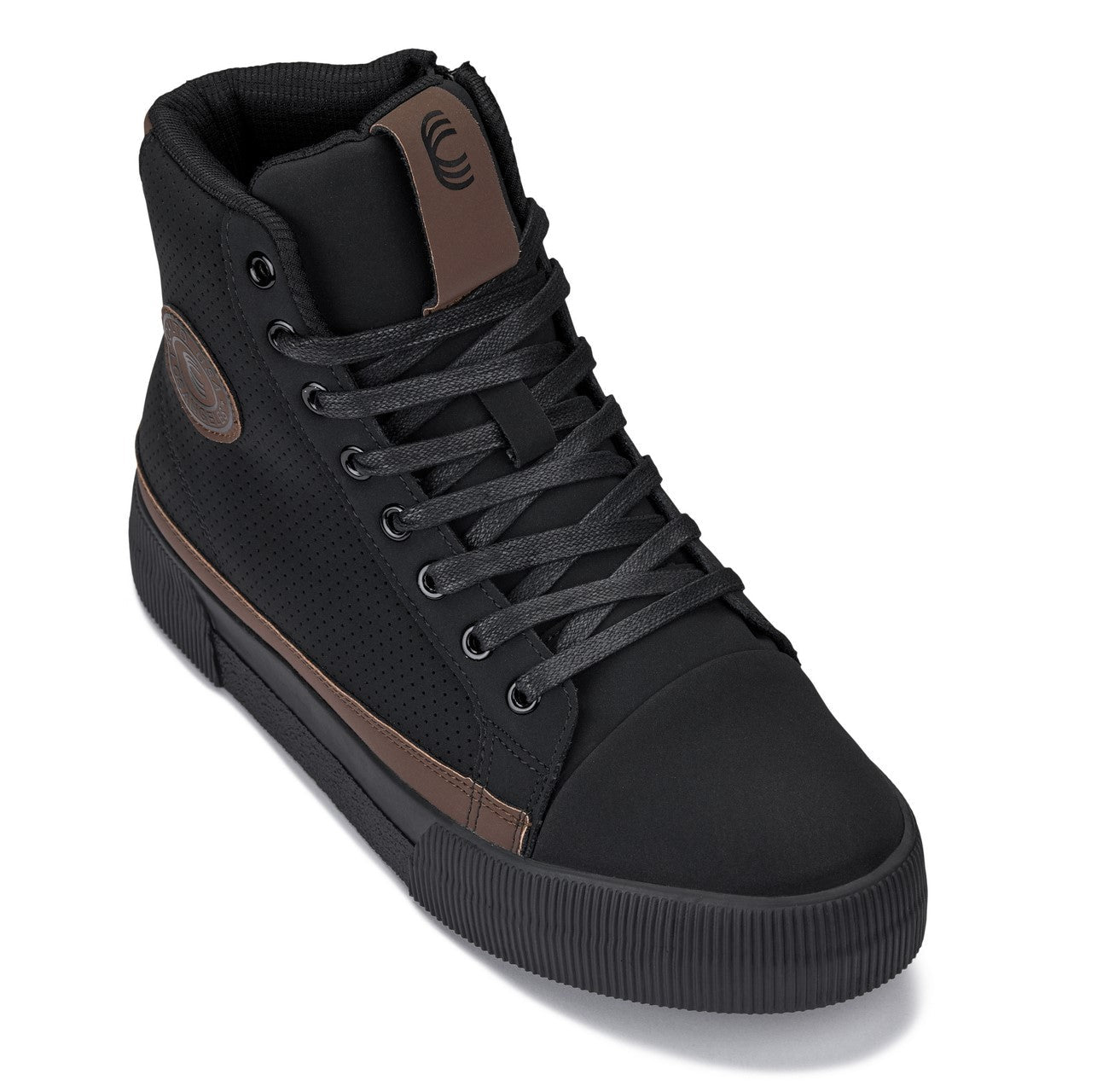 S3422 - 2.4 Inches Taller (Black/Coffee Brown) - Cap Toe High Top Zip-Up Sneaker Men's Boots
