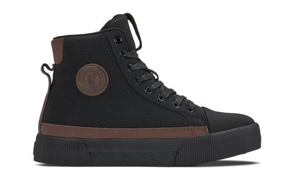 S3422 - 2.4 Inches Taller (Black/Coffee Brown) - Cap Toe High Top Zip-Up Sneaker Men's Boots