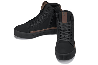 S3422 - 2.4 Inches Taller (Black/Coffee Brown) - Cap Toe High Top Zip-Up Sneaker Men's Boots