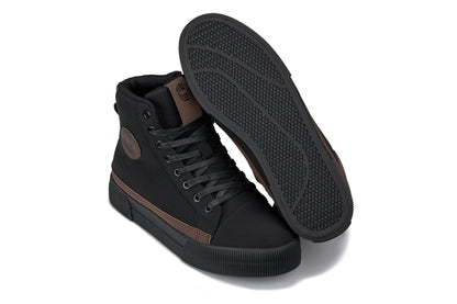 S3422 - 2.4 Inches Taller (Black/Coffee Brown) - Cap Toe High Top Zip-Up Sneaker Men's Boots