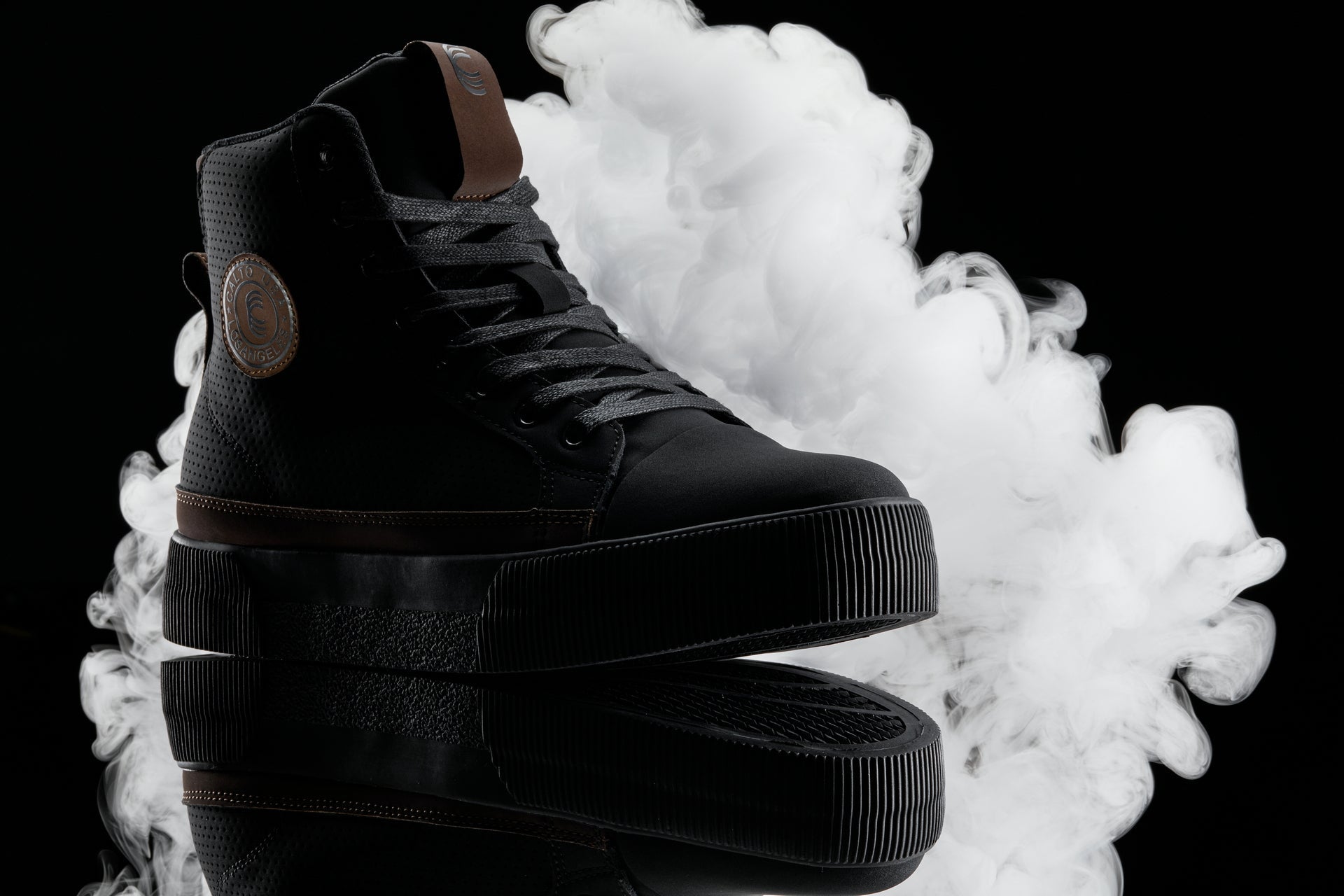 S3422 - 2.4 Inches Taller (Black/Coffee Brown) - Cap Toe High Top Zip-Up Sneaker Men's Boots