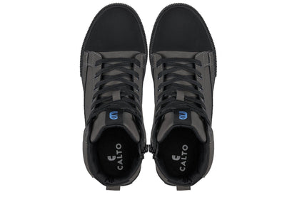 S3423 - 2.4 Inches Taller (Grey) - Cap Toe High Top Zip-Up Men's Sneaker Boots