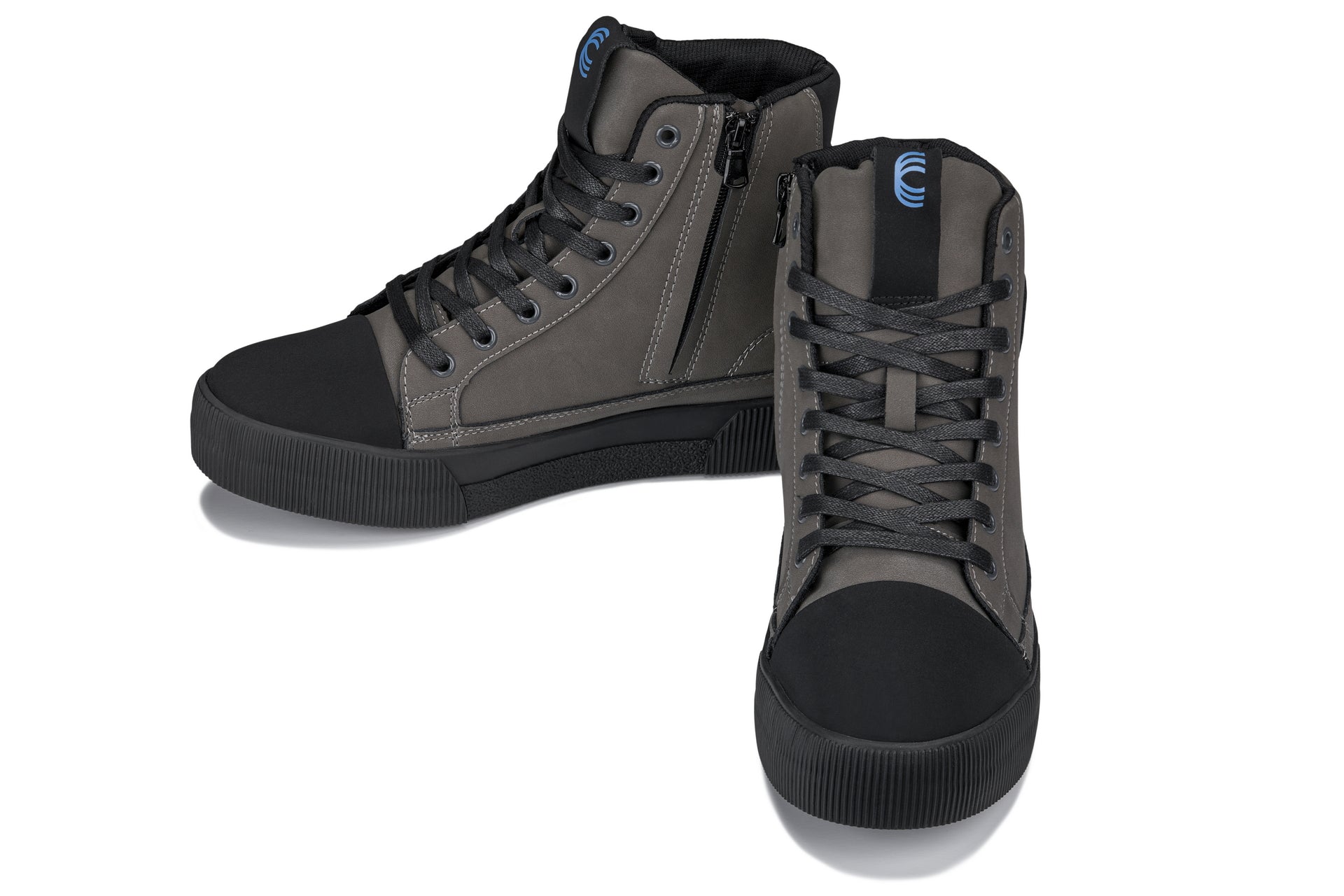 S3423 - 2.4 Inches Taller (Grey) - Cap Toe High Top Zip-Up Men's Sneaker Boots