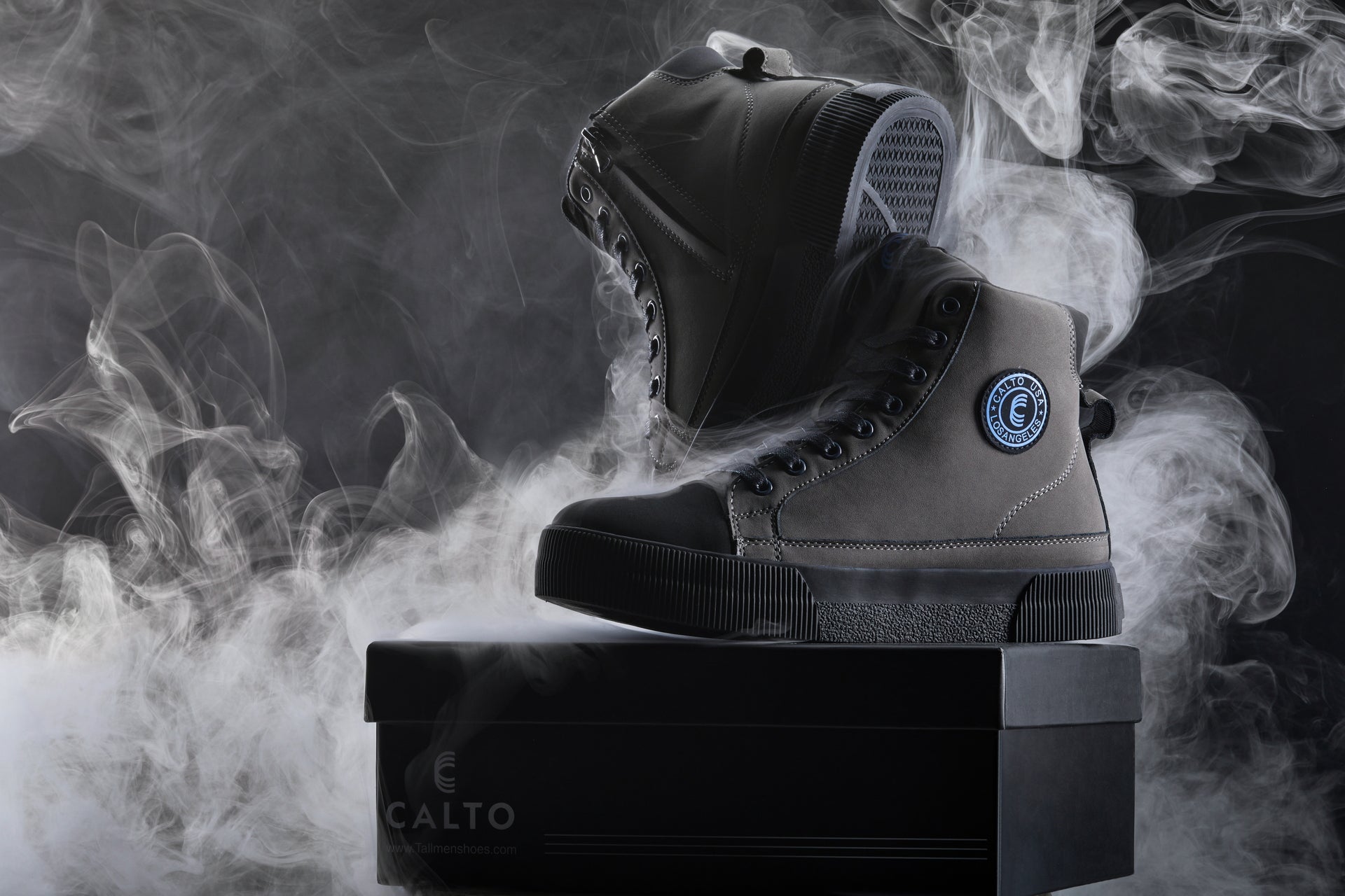 S3423 - 2.4 Inches Taller (Grey) - Cap Toe High Top Zip-Up Men's Sneaker Boots