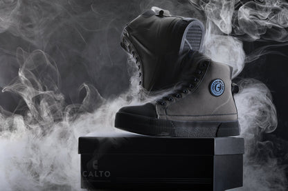 S3423 - 2.4 Inches Taller (Grey) - Cap Toe High Top Zip-Up Men's Sneaker Boots