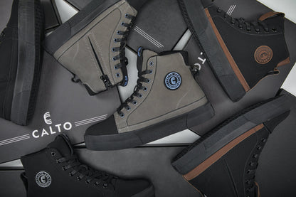 S3422 - 2.4 Inches Taller (Black/Coffee Brown) - Cap Toe High Top Zip-Up Sneaker Men's Boots