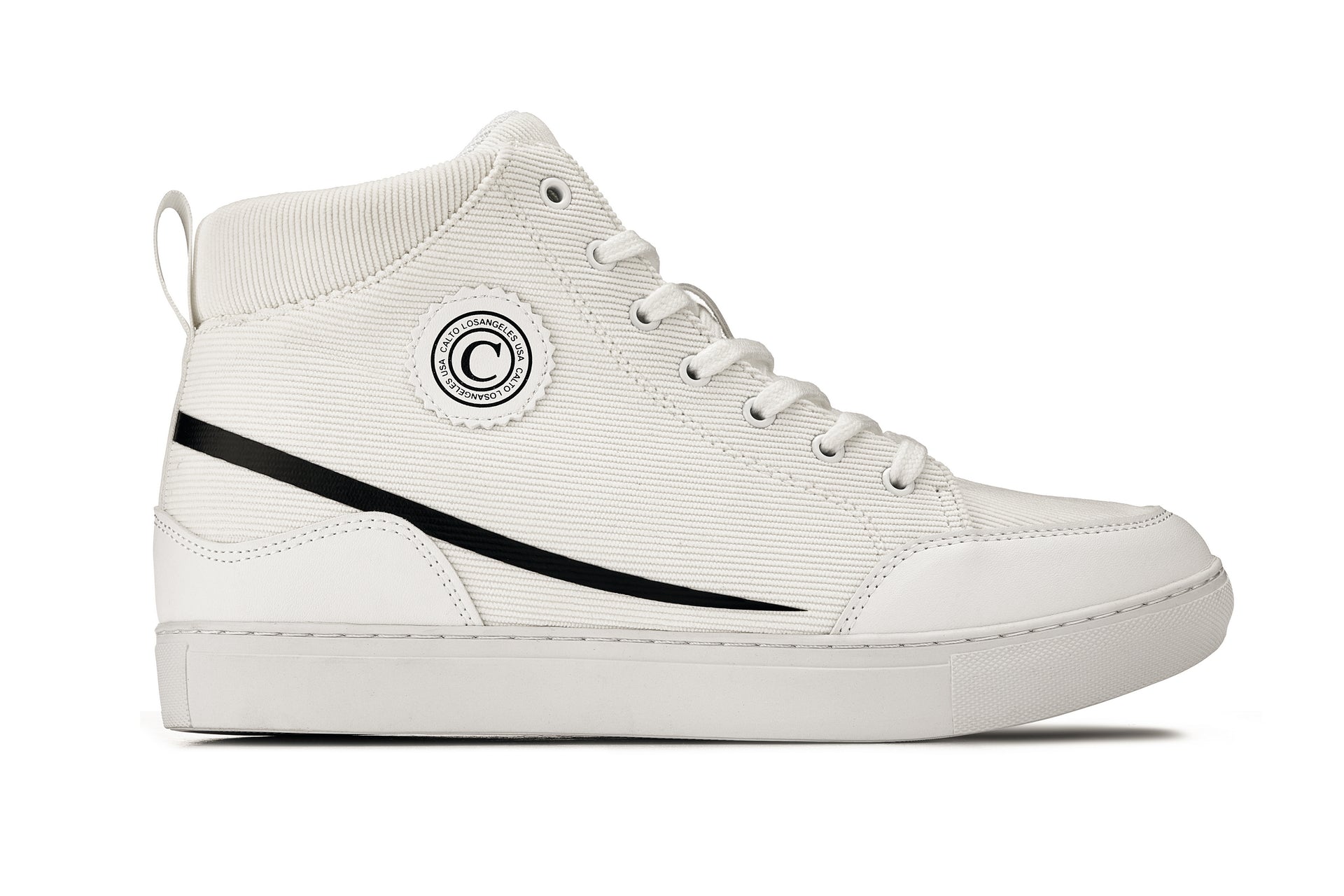 S4131 - 2.6 Inches Taller (Off-White/White Sole) - Corduroy Ankle Top Men's Sneak-boot