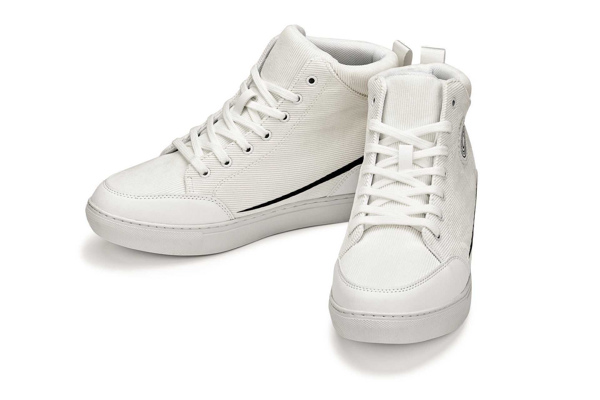 S4131 - 2.6 Inches Taller (Off-White/White Sole) - Corduroy Ankle Top Men's Sneak-boot