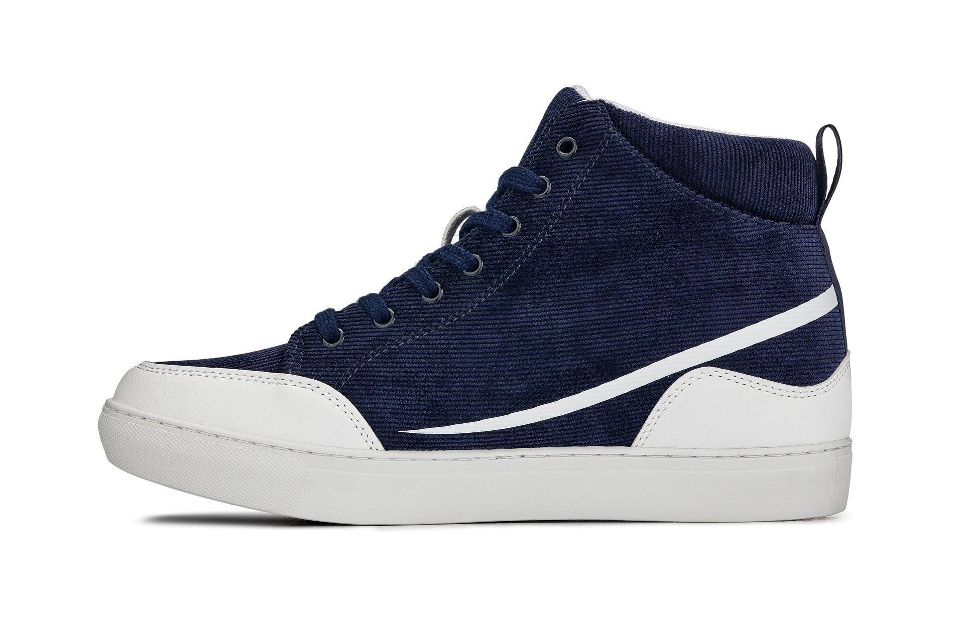 S4132 - 2.6 Inches Taller (Navy Blue/White Sole) - Corduroy Ankle Top Men's Sneak-boot