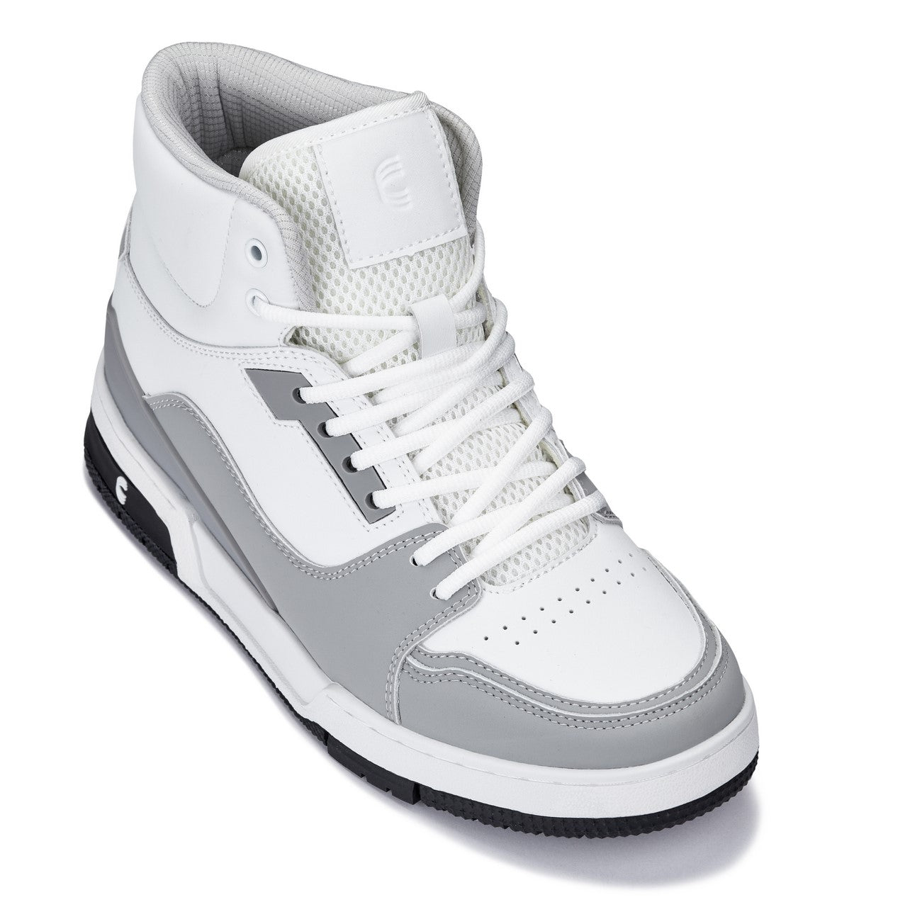 S4751 - 3 Inches Taller (White/Grey) - High Top Men's Sneakers