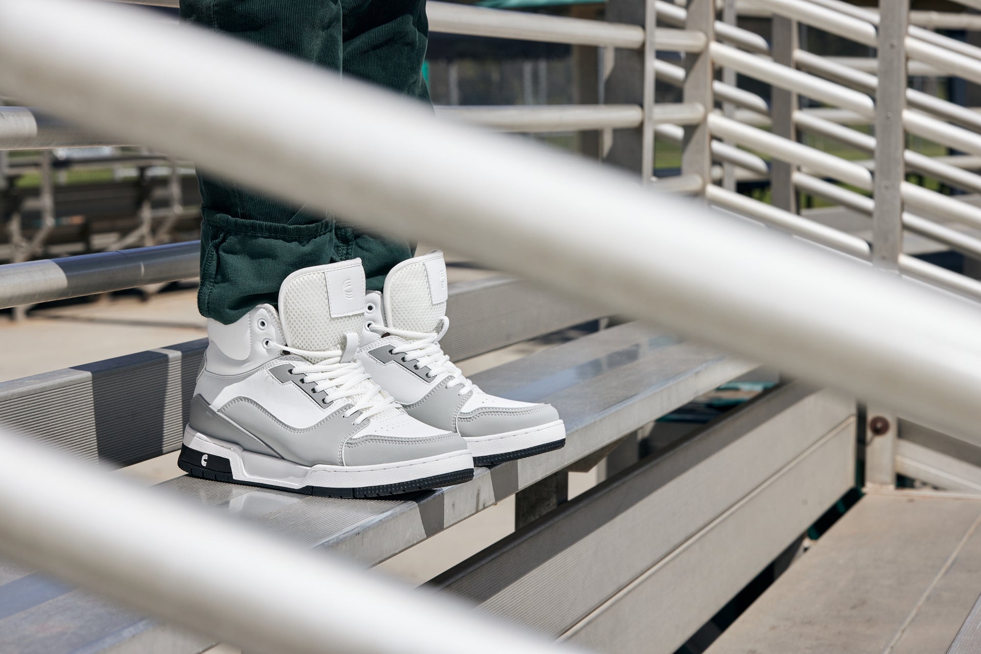 S4751 - 3 Inches Taller (White/Grey) - High Top Men's Sneakers
