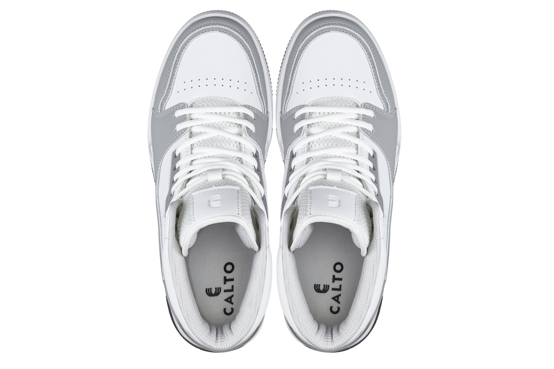 S4751 - 3 Inches Taller (White/Grey) - High Top Men's Sneakers