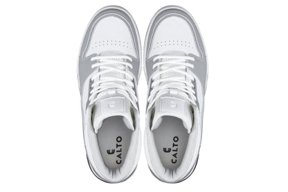 S4751 - 3 Inches Taller (White/Grey) - High Top Men's Sneakers