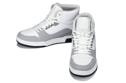 S4751 - 3 Inches Taller (White/Grey) - High Top Men's Sneakers