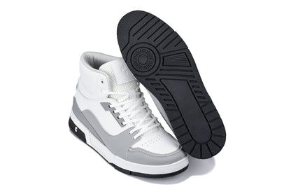 S4751 - 3 Inches Taller (White/Grey) - High Top Men's Sneakers