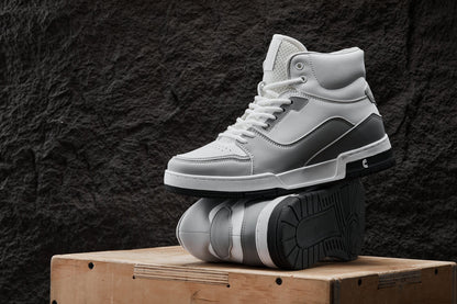 S4751 - 3 Inches Taller (White/Grey) - High Top Men's Sneakers