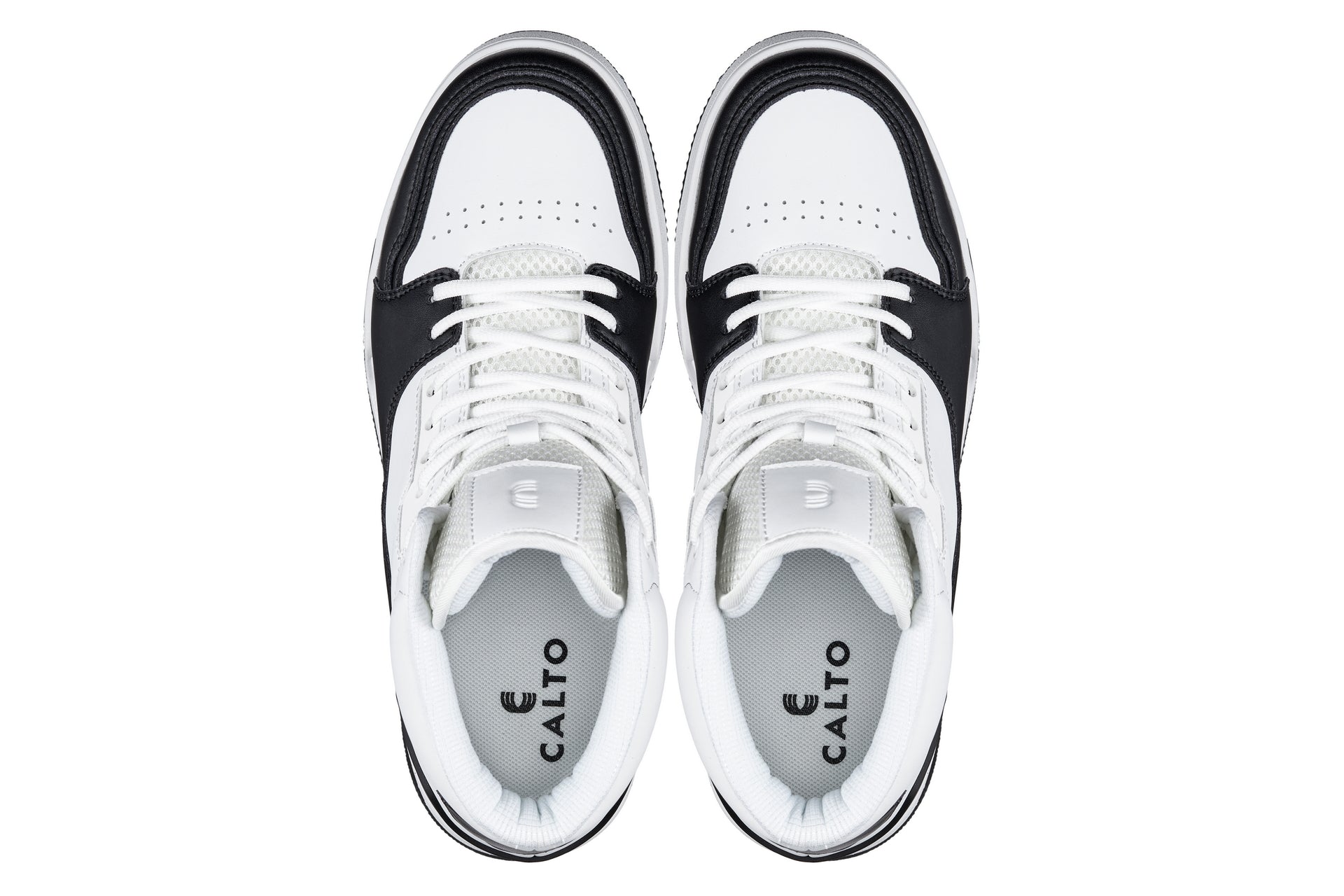 S4752 - 3 Inches Taller (White/Black) - High Top Men's Sneakers
