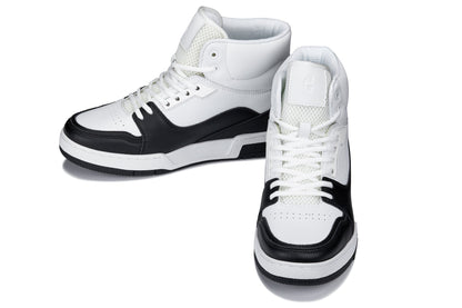 S4752 - 3 Inches Taller (White/Black) - High Top Men's Sneakers