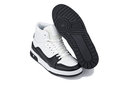 S4752 - 3 Inches Taller (White/Black) - High Top Men's Sneakers