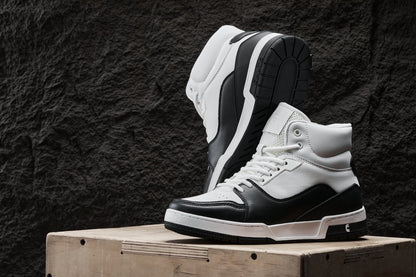 S4752 - 3 Inches Taller (White/Black) - High Top Men's Sneakers