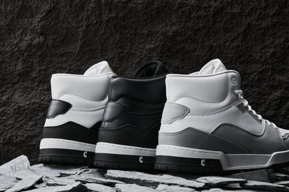 S4752 - 3 Inches Taller (White/Black) - High Top Men's Sneakers