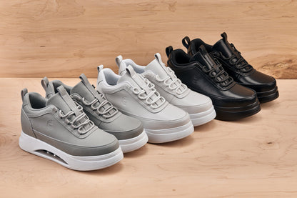 S4925 - 3.2 Inches Taller (Onyx/Black Sole) - Chunky Elevated Platform Men's Sneakers