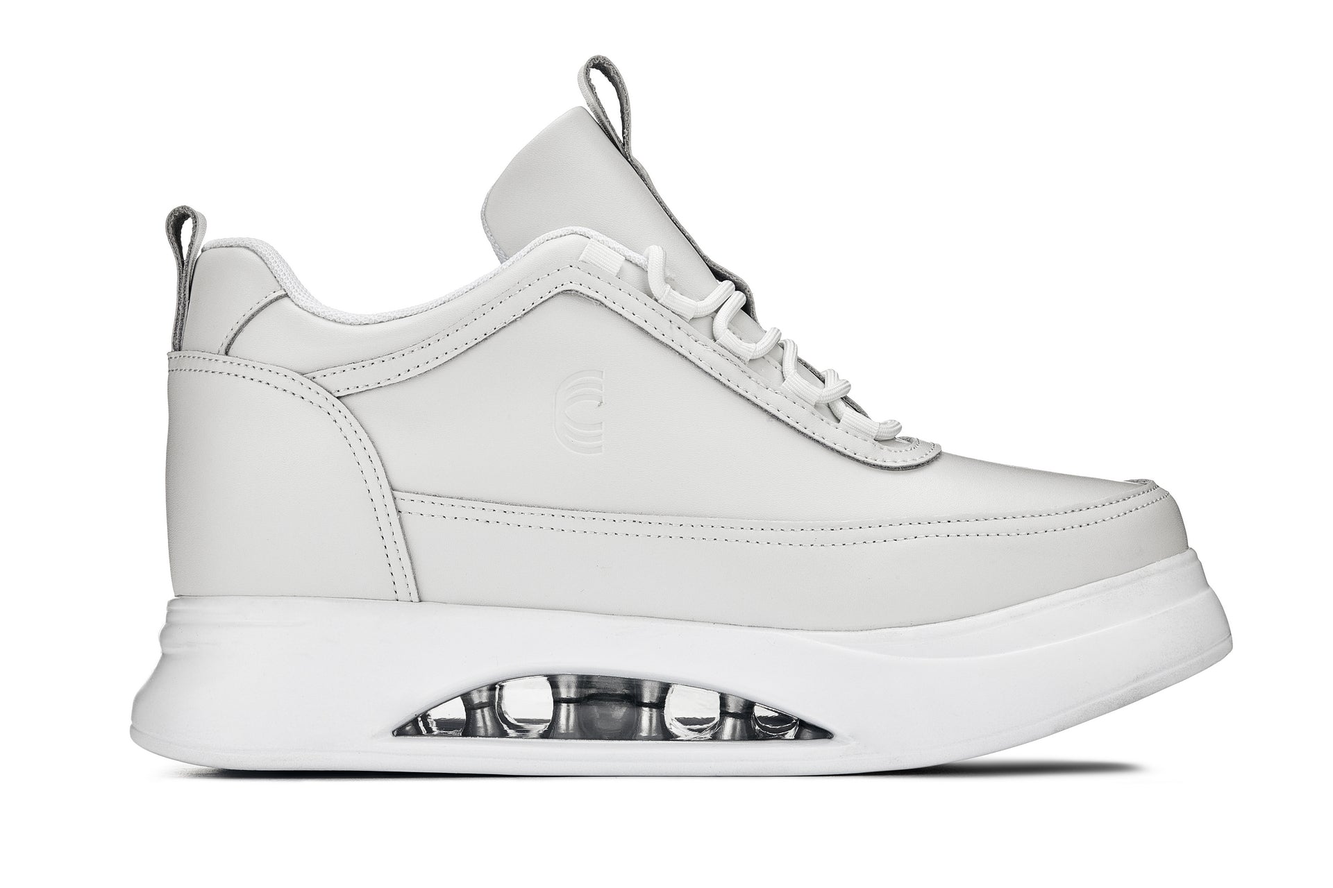 S4926 - 3.2 Inches Taller (Bone/White Sole) - Chunky Elevated Platform Men's Sneakers