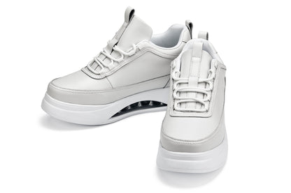 S4926 - 3.2 Inches Taller (Bone/White Sole) - Chunky Elevated Platform Men's Sneakers