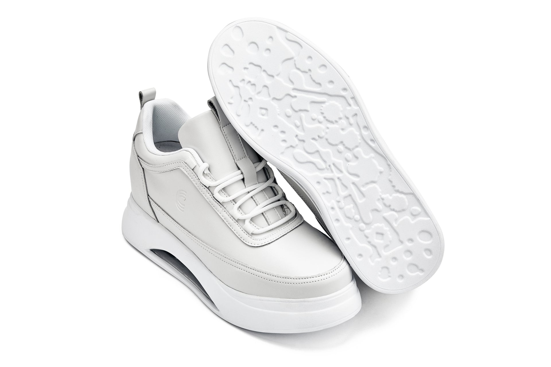 S4926 - 3.2 Inches Taller (Bone/White Sole) - Chunky Elevated Platform Men's Sneakers
