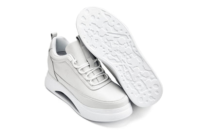 S4926 - 3.2 Inches Taller (Bone/White Sole) - Chunky Elevated Platform Men's Sneakers