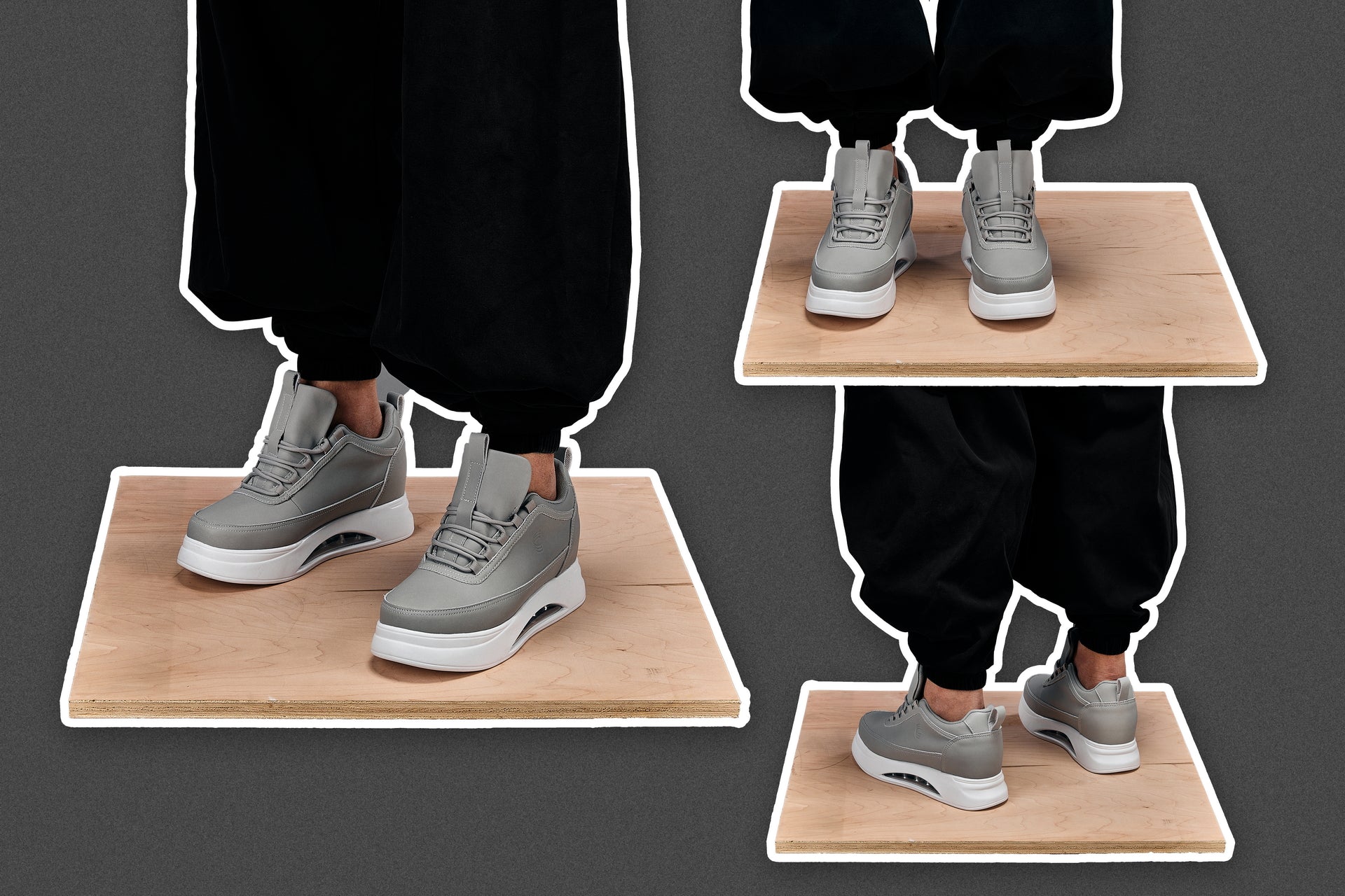 S4927 - 3.2 Inches Taller (Dove Grey) - Chunky Elevated Platform Men's Sneakers