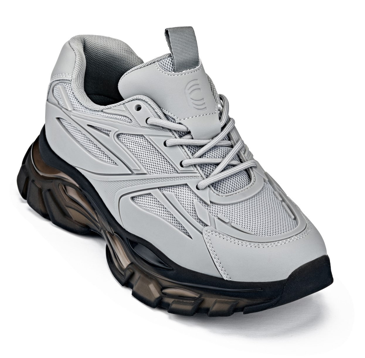 S5281 - 2.6 Inches Taller (Cement/Translucent Onyx Sole) - Chunky Sole Sporty Men's Sneakers