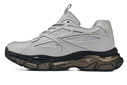 S5281 - 2.6 Inches Taller (Cement/Translucent Onyx Sole) - Chunky Sole Sporty Men's Sneakers