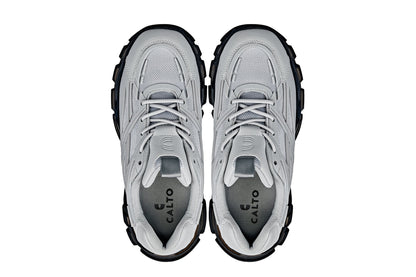S5281 - 2.6 Inches Taller (Cement/Translucent Onyx Sole) - Chunky Sole Sporty Men's Sneakers