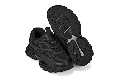 S5282 - 2.6 Inches Taller (Jet Black/Onyx Sole) - Chunky Sole Sporty Men's Sneakers