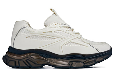 S5283 - 2.6 Inches Taller (Beige/Translucent Onyx Sole) - Chunky Sole Sporty Men's Sneakers