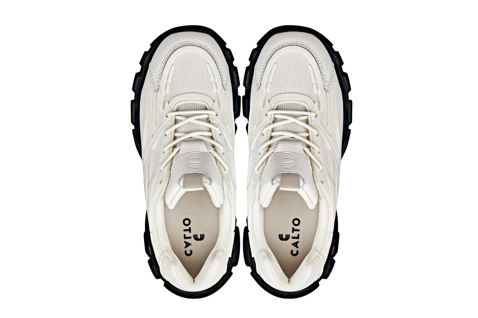 S5283 - 2.6 Inches Taller (Beige/Translucent Onyx Sole) - Chunky Sole Sporty Men's Sneakers