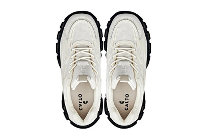 S5283 - 2.6 Inches Taller (Beige/Translucent Onyx Sole) - Chunky Sole Sporty Men's Sneakers