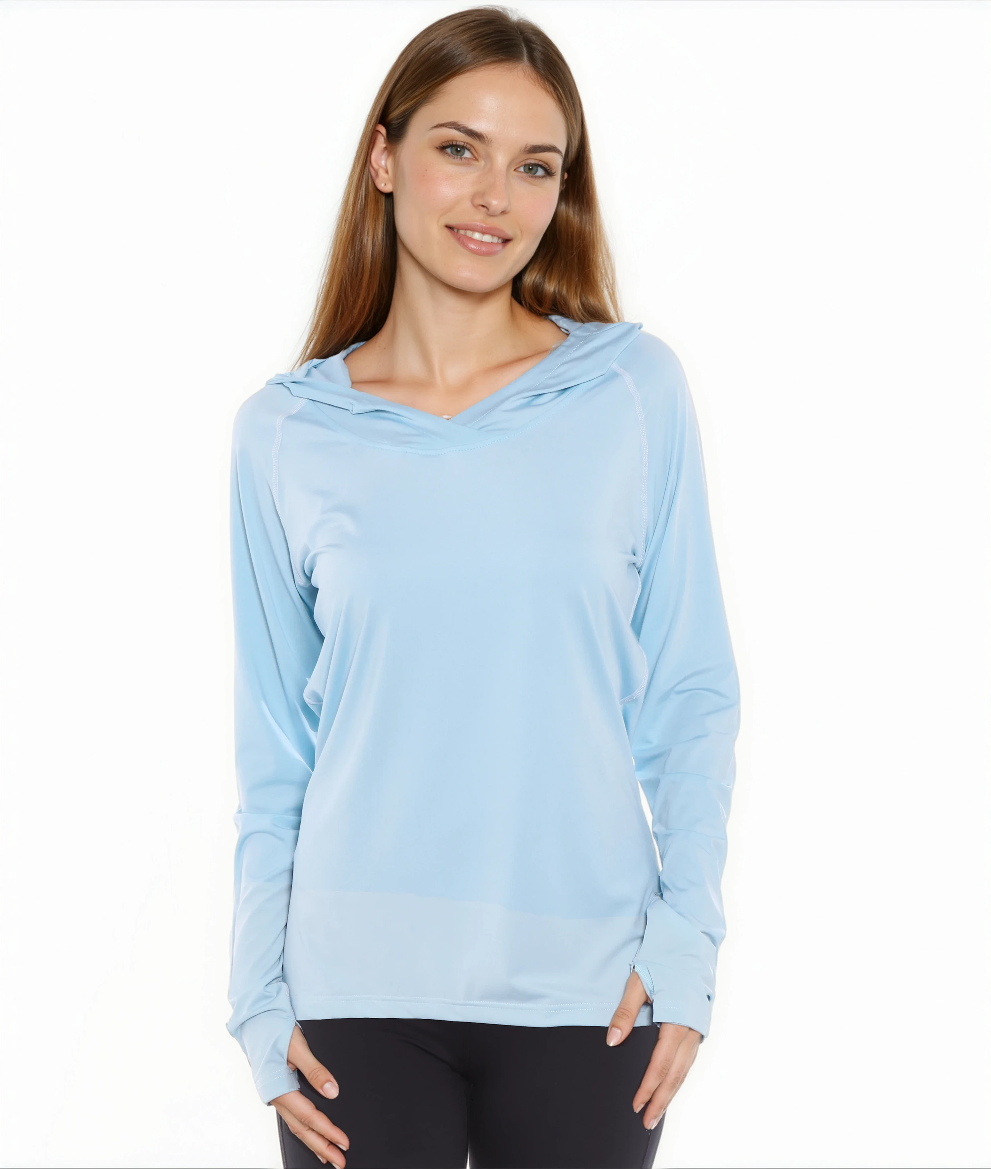 Seaside Performance Hoody. Light Blue