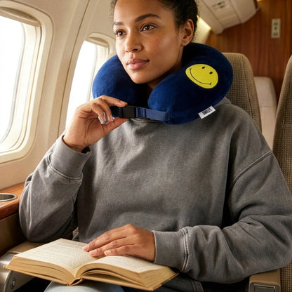 Smiley Patch Memory Foam Travel Neck Pillow