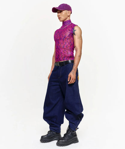 Unisex Sleeveless Psychedelic Mesh Shirt