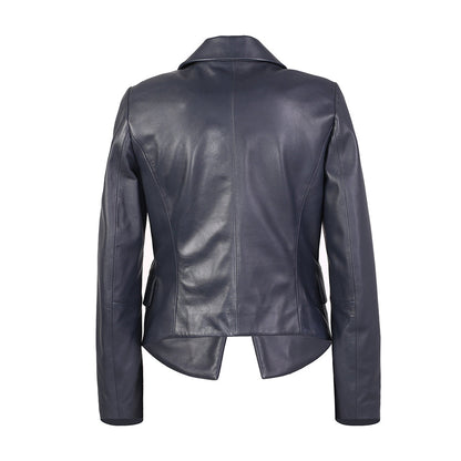 Sharlene Womens Double-Breasted Leather Blazer