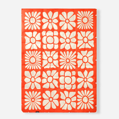 Graphene Puffer Blanket: Big Flowers Expedition Orange