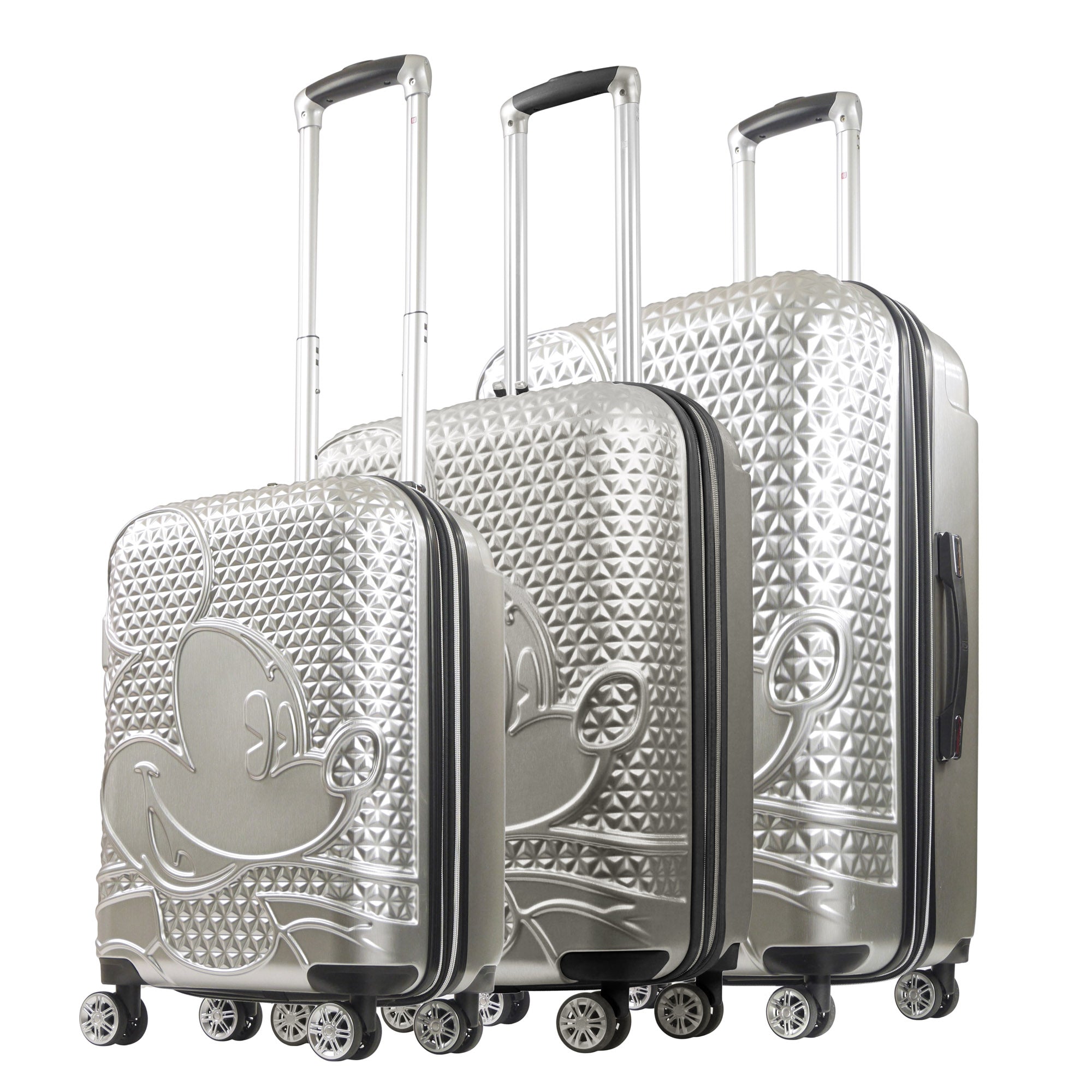 Disney Mickey Mouse Rolling Suitcases 3 Piece Set Silver