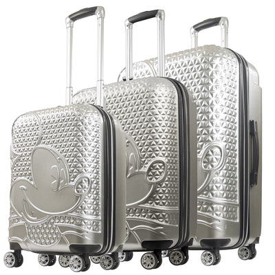 Disney Mickey Mouse Rolling Suitcases 3 Piece Set Silver