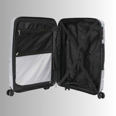 24-inch Silver Hardcase Roller Luggage with 360° Wheels & TSA Lock