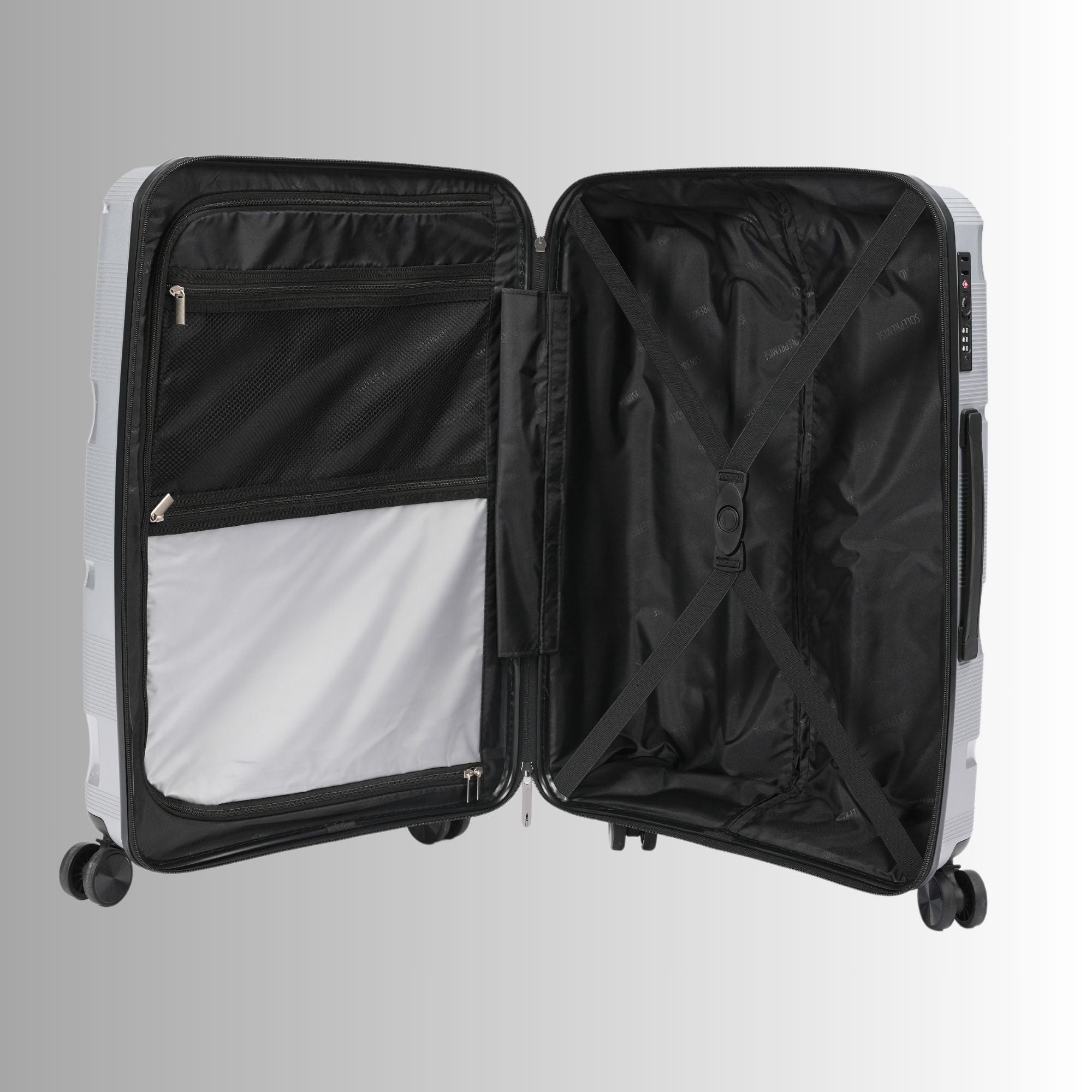 28-inch Silver Hardcase Roller Luggage with 360° Wheels & TSA Lock