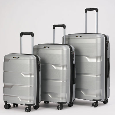 24-inch Silver Hardcase Roller Luggage with 360° Wheels & TSA Lock