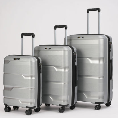 28-inch Silver Hardcase Roller Luggage with 360° Wheels & TSA Lock